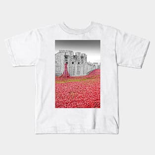 Tower of London Red Poppies Kids T-Shirt